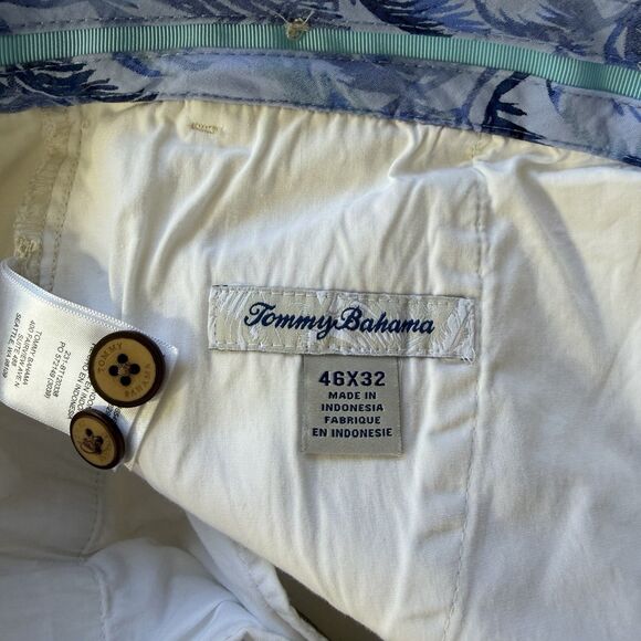 Tommy Bahama Boracay Flat Front Pant 46 X 32 Ivory Cream Bleached Sand Chino - Picture 7 of 12